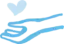 blue hand with heart